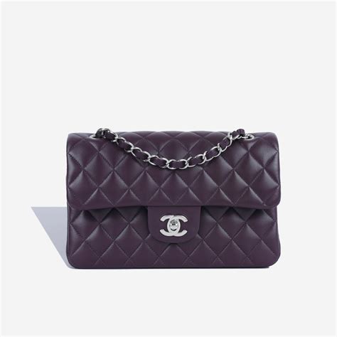 chanel two tone aubergine mauve mini flap bag